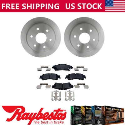 Rear Brake Rotors + Ceramic Brake Pad Set For 1999-2000 Chevrolet Silverado 1500 - Image 1 of 4