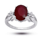 De Buman 2.52ctw Genuine Ruby and White Topaz 925 Silver Ring 