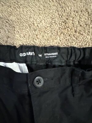Брюки униформы Old Navy для мальчиков прямые штанины плоские спереди - черные - размер 14 регулируемые - Изображение 1 из 4