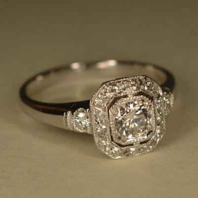 1/2 CT White Round Cut CZ Vintage Style Wedding Gift Ring In 925 Sterling Silver - Image 1 of 4