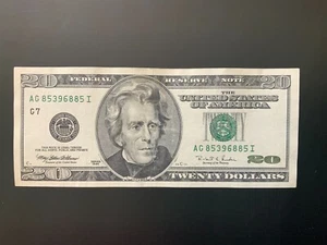 1996 $20 DOLLAR BILL AG85396885I - Picture 1 of 4