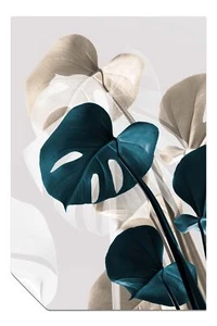 Green & Gold Still Life Monstera Leaves Artistic Poster Wall Art Home Decor - Picture 1 of 4