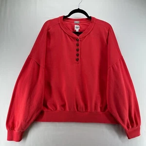 GAP Sweatshirt Womens Sz 2XL Henley Jumper Long Sleeve Pullover Cotton Blend Red - Picture 1 of 9