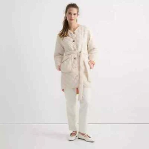NWT J.Crew Women's Small Ivory Peach Reversible Belted Puffer Jacket Coat $268 - Picture 1 of 18