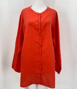 Eileen Fisher Top Womens Sz 3X Orange 100% Organic Irish Linen Flowy Quiet Luxe - Picture 1 of 15