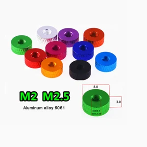 M2 M2.5 Anodised Aluminium Knurled Thumb Nut Thin Type Grip Knob Round Nuts - Picture 1 of 5