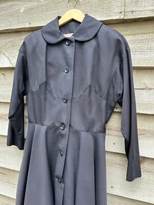 Elegant 1940s Navy Faille Princess Coat Classic Vintage 32 Bust Small - Picture 1 of 7