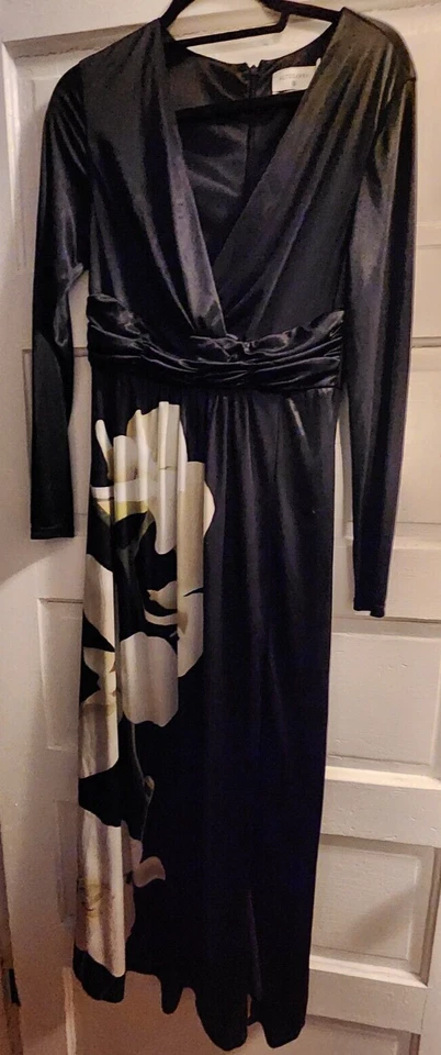 ALTUZARRA for Target Womens Floral Print V-Neck Black Maxi Dress Medium - Image 1 of 1