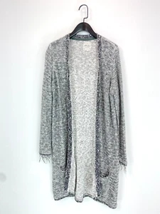 Mistral Long Sleeve Open Front Cotton Blend Grey Cardigan with Pockets Size 14 - Picture 1 of 11