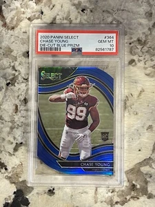 2020 Panini Select Chase Young RC #364 Blue Prizm Die Cut PSA 10 *787 - Foto 1 di 2