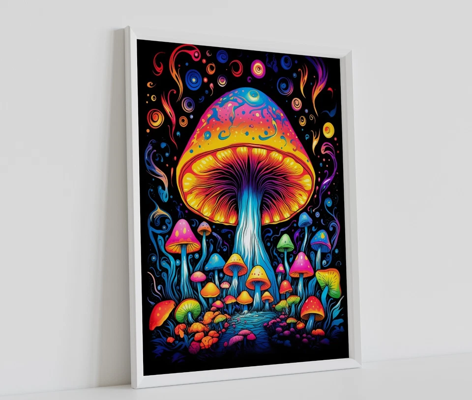 MAGIC MUSHROOM TRIPPY POSTER PRINT IMAGE ART PSYCHEDELIC SIZE A4 A3 A2 A1 - Image 1 of 1