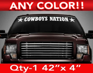 DALLAS COWBOYS NATION WINDSHIELD DECAL STICKER 42"w x4"h ANY 1 COLOR - Picture 1 of 4