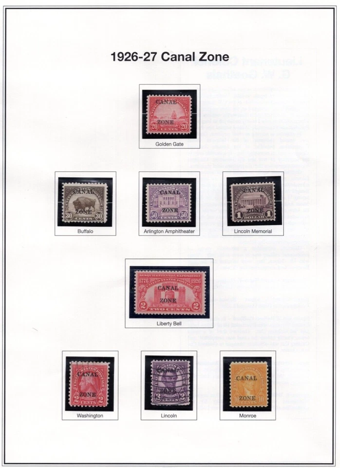 US CANAL ZONE 1926-1927 MINT HINGED ONLY TWO ARE USED, THE 50C & $1 ARE MINT - Image 1 of 1