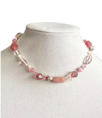 "Collar con cuentas de vidrio rosa y perlas de agua dulce Infrafose 15"" delicado Lia Sophia" Foto 1 de 4