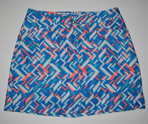 Slazenger Golf Skort Size 4 Geometric Blue Orange Teal Print Tennis Snap