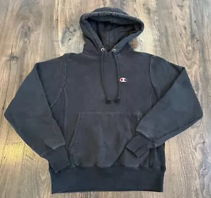 Herren Vintage Champion Reverse Weave Hoodie schwarz Sweatshirt Fleece, Größe: S - Bild 1 von 9