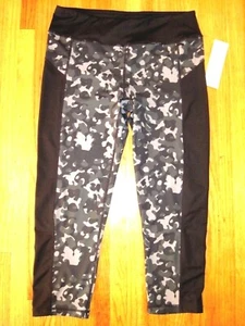 Mono B schwarz Camouflage tailliert Spandex Capri Schnitt Fitness Leggings Größe Large neu mit Etikett - Bild 1 von 6