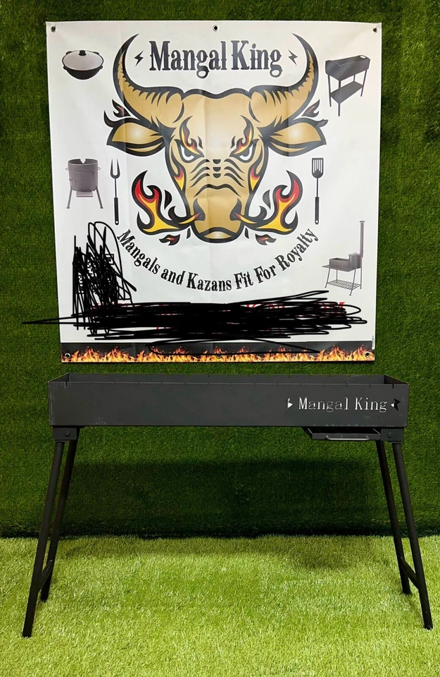 Mangal Grill 1 米长 39 英寸可折叠支腿 2 毫米厚度钢 — 第 1/4 张图片