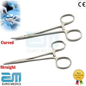 Set Of 2 Rochester Pean Locking Forceps Straight + Curved Hemostatic Clamps Tool - Picture 1 of 4