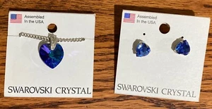 Swarovski Kristall Halskette passend durchbohrter Ohrring Herzen (Q) - Bild 1 von 7