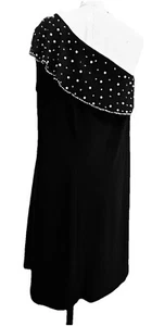 MSK Beaded Pearls Embellished Sleeveless Cocktail Dress - Black Size 10 Large - Picture 1 of 14