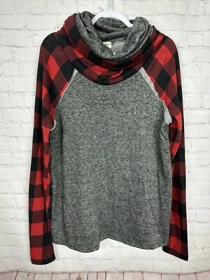 Impressions Mujer Capucha Cuello Manga Larga Túnica Top Rojo Cuadros Talla L, Usado en Excelente Condición Foto 1 de 4