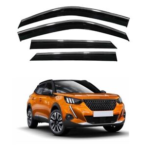 For Peugeot 2008 Premium Wind Deflector Chromium Plated Glossy Black  2020-2024