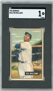 1951 Bowman Ted Williams #165 SGC 1 - Picture 1 of 2