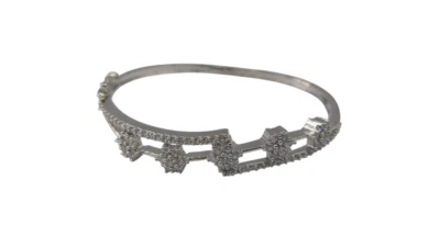 Bracciale Donna Argento Ossidise Gioielli Indiani Pietra Kada Bracelet AD - Immagine 1 di 4