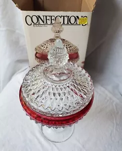 NEU Alt Vintage Süßwaren Display SÜSSIGKEITEN Schale Indiana Glas Rubin Diamant Spitze 12" - Bild 1 von 7