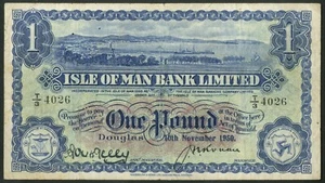 Isle of Man, Isle of Man Bank Ltd., 1 pound, 10th Nov 1950, West/Kelly M281, F - Picture 1 of 2