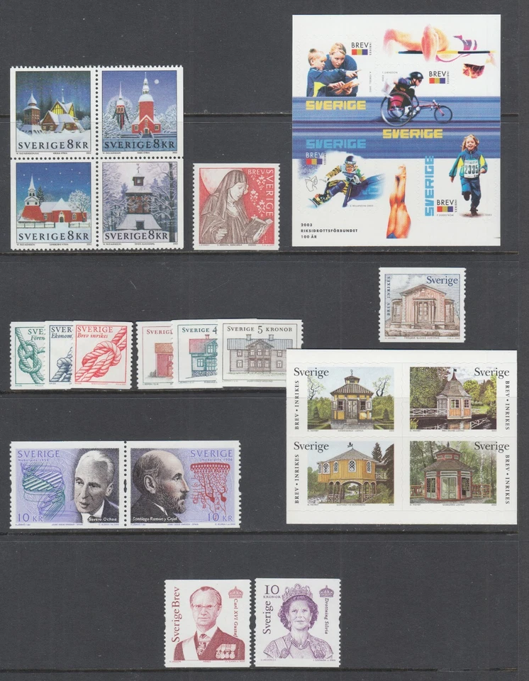 Sweden Sc 2450/2467 MNH. 2002-03 issues, 8 complete sets, fresh, bright, VF. - Image 1 of 1