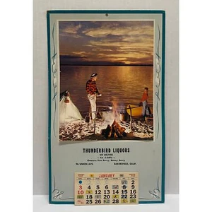 Vtg Thunderbird Liquors Advertising Bakersfield CA 1965 Calendar Camping 982A - Picture 1 of 2