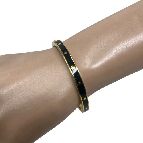 Bracciale Kate Spade New York Smalto Nero Tono Oro Vanga Cuori Slim Cuf