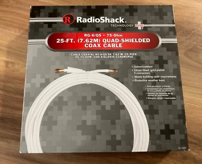 RadioShack 25-Ft. RG-6 Quad Shield Coax Cable (15-1557) Coax Cable - Image 1 of 3