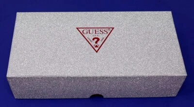 NEW Guess Red Silver Glitter Empty Gift Box for Wallet Clutch Bag 9"x4.5"x2"