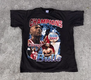 Vintage 1997 Chicago Bulls NBA Champions Rap Tee T-Shirt Jordan Pippen Rodman XL - Bild 1 von 8