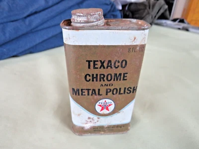 LATA PULIDORA VINTAGE AÑOS 50 60 TEXACO GASOIL CROMO Y METAL CON CONTENIDO PARCIAL Foto 1 de 4