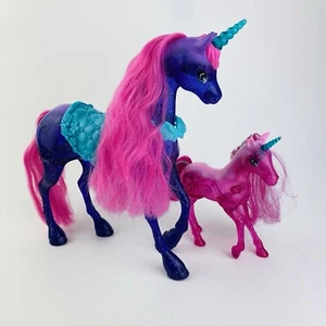 Mattel Barbie Doll Purple Unicorn & Foal Pink Hair Turquoise Saddle - Picture 1 of 7