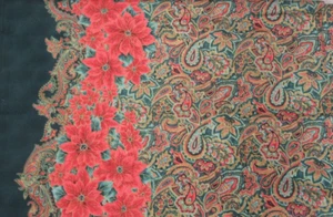 5 Yds x 56 In Christmas Fabric Quilting Cotton Poinsettia Flowers Holly - Picture 1 of 11