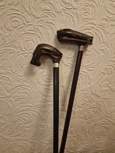 Vintage Silver Mounted Walking Stick With Leaping Salmon - Picture 1 of 24