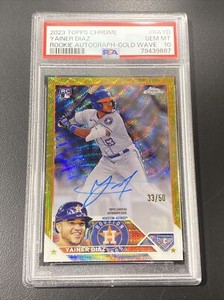 2023 Topps Chrome Yainer Diaz Gold Refractor Auto RC #33/50 Rookie PSA 10!!