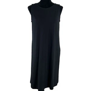 Eileen Fisher Dress PM Black Base Layer Comfortable Stretch Sleeveless - Picture 1 of 6