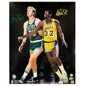 Larry Bird und Magic Johnson signiertes Celtics vs Lakers Basketball 16 x 20 Foto (Be - Bild 1 von 1