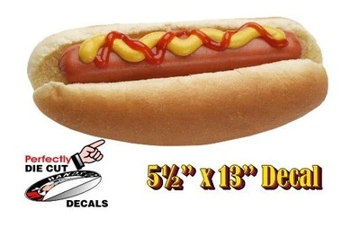 CONCESSION DECALS Ketchup Hot Dog 5.5''x13'' Decal Sign for Hot Dog Cart or Concession Stand Menu
