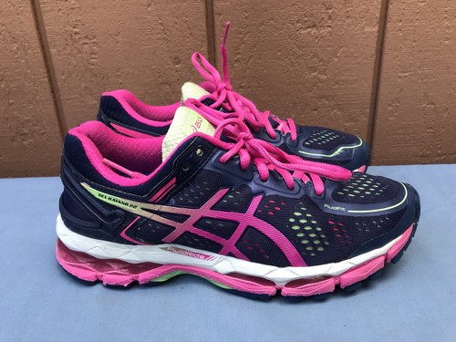Scarpe da donna Asics Gel Kayano 22 blu navy rosa usate in ottime condizioni taglia US 7 T597N A7