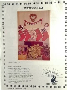 Amish Christmas Stockings Pattern 5 Designs 20 inches New Vintage 1985 - Picture 1 of 3