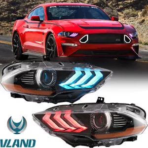 VLAND Pair LED Headlights For Ford Mustang 2018-2022 RGB DRL Edition App Control - Foto 1 di 11