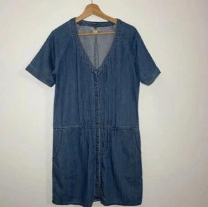 Women’s Timberland Earth Keepers Denim Button Up Shift Dress Navy Blue Size M - Picture 1 of 6