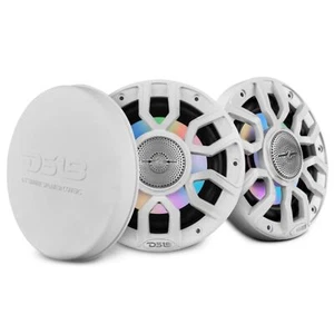 6.5" 150 Watt RMS 4-Ohm 2-Way RGB LED Coaxial Marine Speaker White DS18 - Picture 1 of 9